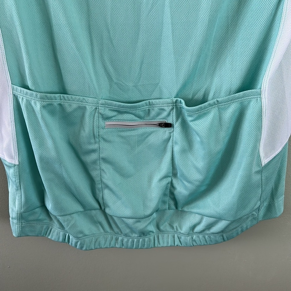 Muteki Cycling Top Mesh fabric Pockets Full Zip Short Sleeve Sea Green/New/Flaw - Picture 6 of 11